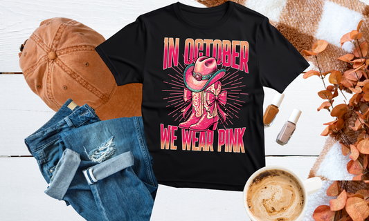 In fall wearing pink