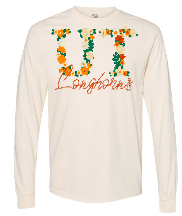 Embroidered Team Floral Heavyweight Long Sleeve - Longhorns