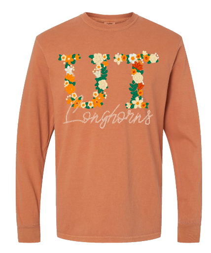 Embroidered Team Floral Heavyweight Long Sleeve - Longhorns