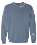 Curved Neckline Custom Sweatshirts w/ Sleeve Embroidery